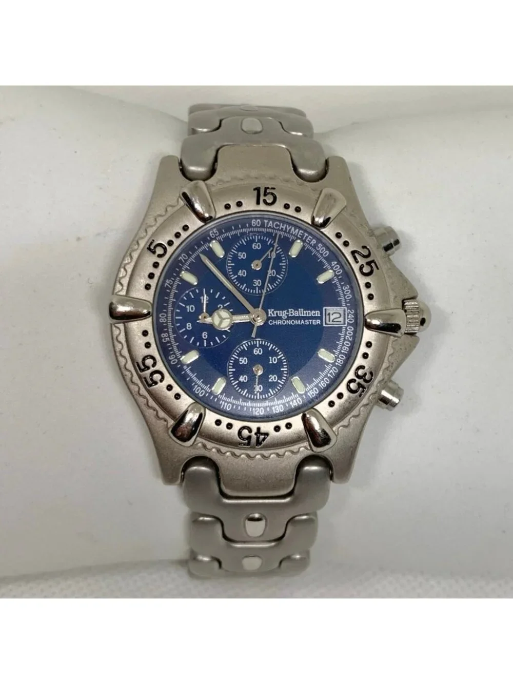 Men's Krug Baumen Chronomaster Watch 39mm Blue Dial Quartz chronograph running